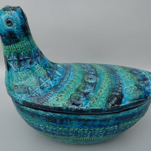 Bitossi Rimini Blue Bird Box, Bitossi Box, Bitossi Bird Box, Bitossi Lidded Box, Rosenthal Netter Box, Bitossi Trinket Box, Aldo Londi Bird