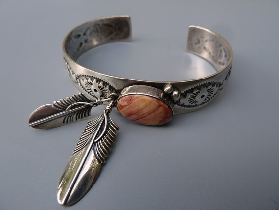 Native American Spiny Oyster Bracelet, Navajo Spin
