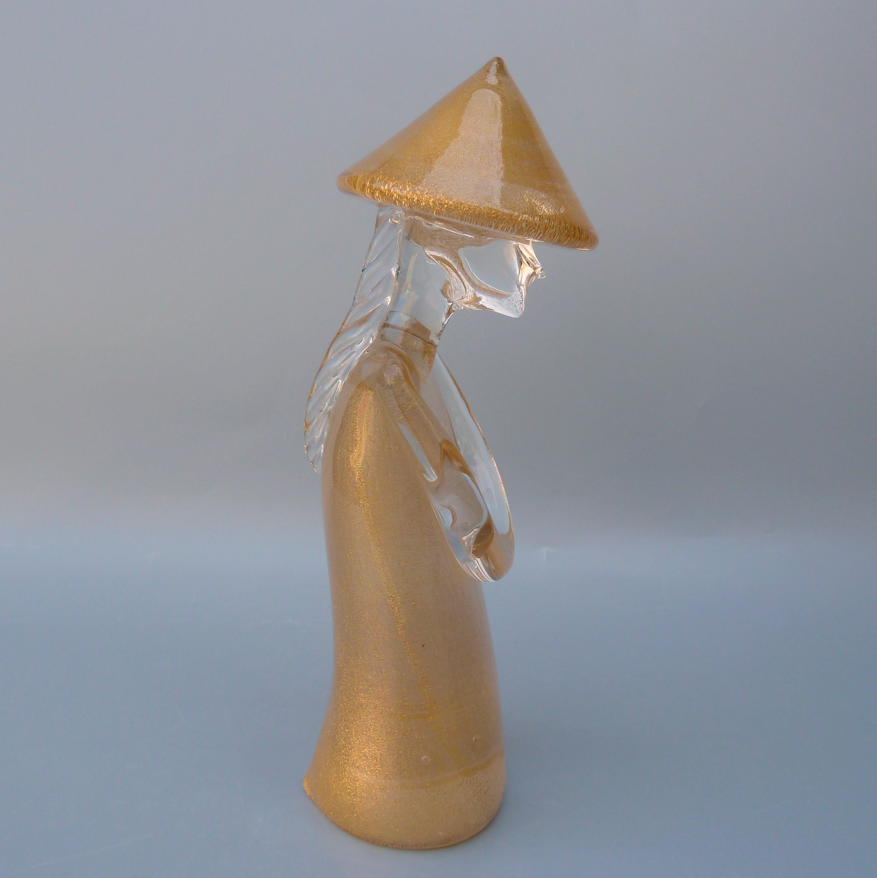 Vintage Archimede Seguso Murano Glass Chinese Man Figurine, Signed