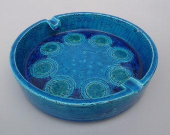 Bitossi Rimini Blue Ashtray, Bitossi Ikano Ashtray,Bitossi Ceramic Ashtray,Bitossi Trinket Dish,Aldo Londi Design,Mid Century Modern Pottery