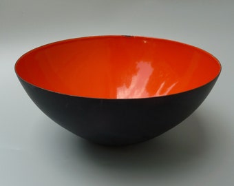 Vintage Red Krenit Enamel Bowl, Herbert Krenchel Bowl, Krenchel Krenit Bowl, Danish Enamelware Bowl, Midcentury Modern, Danish Modern Enamel