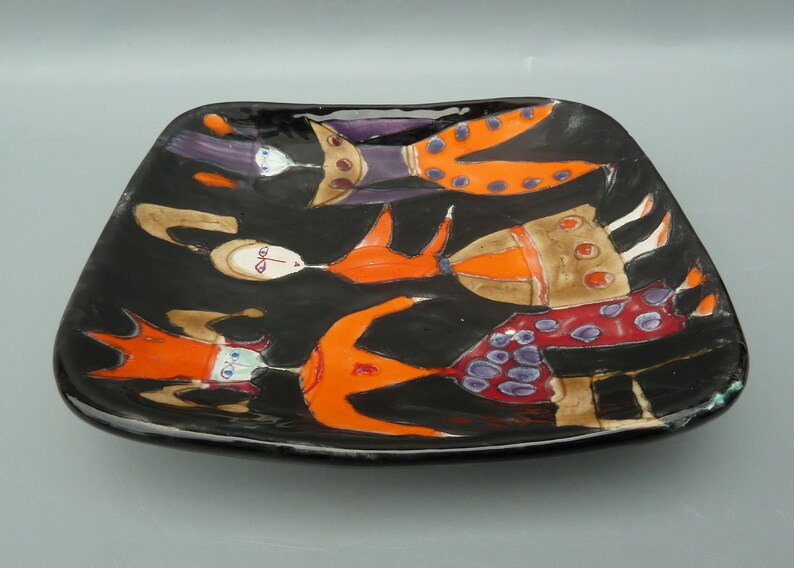 Elio Schiavon Ceramic Wall Plate, Elio Schiavon Pottery, Schiavon Character Plate, Midcentury Italian Ceramic Wall Art,Italian Pottery Plate image 7