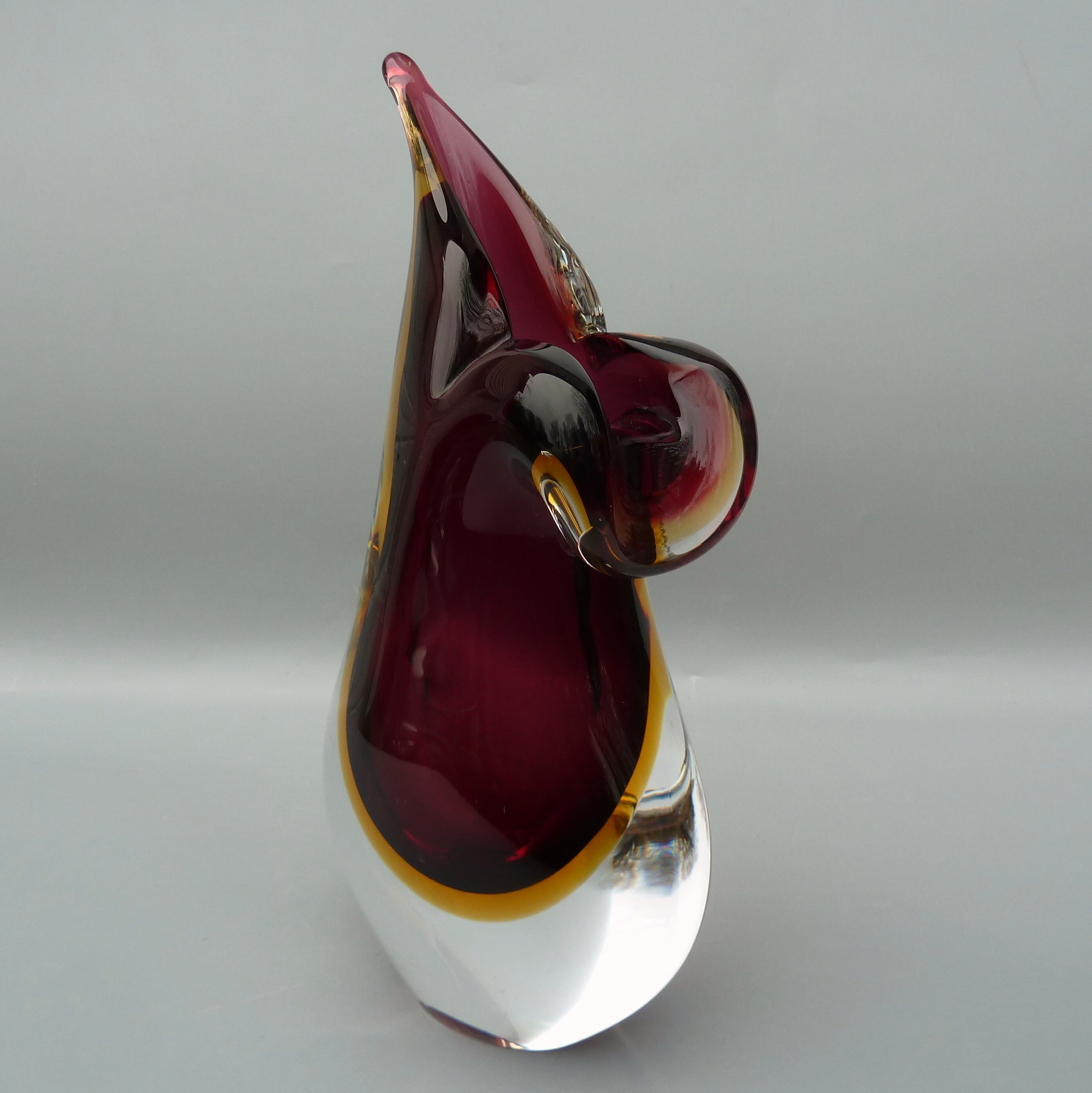 Signed Formia Murano Vase, Murano Sommerso Vase, Sommerso