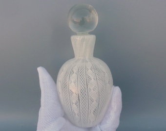 Murano Latticino Art Glass Perfume Bottle – Vintage Filigrana
