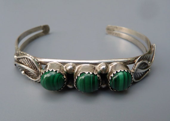Native American Malachite Bracelet, Navajo Malachi