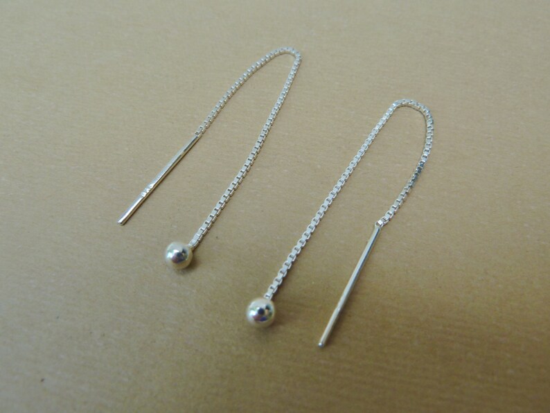 Sterling Silver Threaders Threader Earrings With Bead Threader Earring