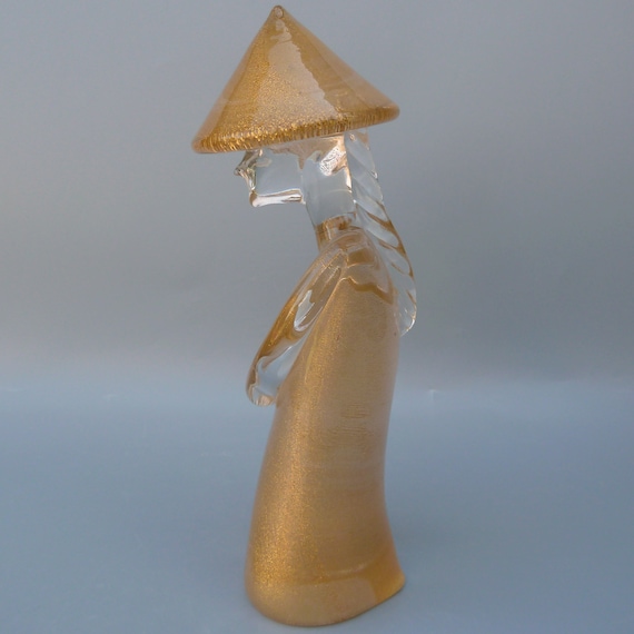 Vintage Archimede Seguso Murano Glass Chinese Man Figurine, Signed