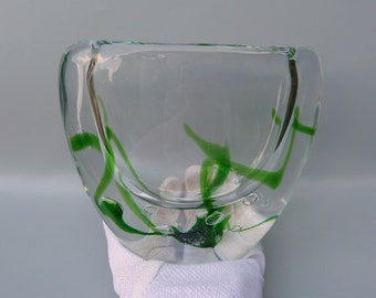 Vintage Vicke Lindstrand Mykene Seaweed Vase, Kosta Boda Glass