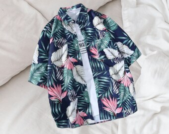 Men's Floral Tops | Short Sleeve Polo | Buttoned | Stylish Beachwear