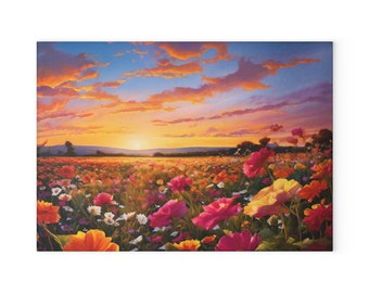 Glass Cutting Board Wildflowers At Sunset Cutting board, kitchen tools, kitchen decor