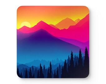 Coaster Set Vibrant Mountain View