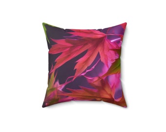 Spun Polyester Square Pillow Japanese Maple Leaves Pillow, Pillows, Couch Pillow, Home Decor