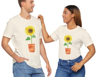 Sunflower Watercolor Tee, Floral Garden Shirt, Unique Gift For Him and Her, Comfy Cotton Unisex Top