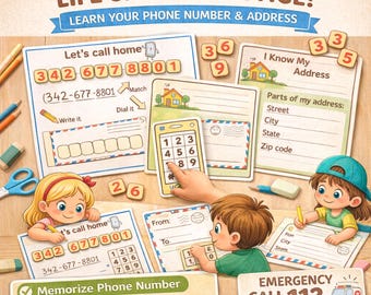 Número de teléfono y dirección del plan de estudios preescolar (PDF imprimible) / Actividades de habilidades para la vida de los niños pequeños / Seguridad en la educación en el hogar en el jardín de infantes