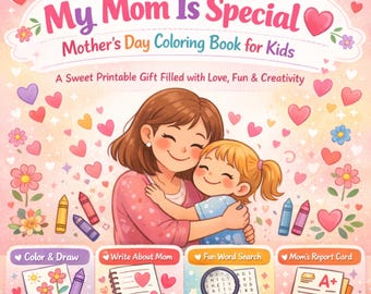 Libro para colorear del Día de la Madre para niños / Libro de actividades imprimible para mamás / Todo sobre mi mamá / Regalo de descarga instantánea