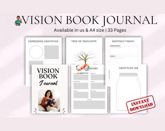 Diario de visión / Planificador de tablero de visión y cuaderno de trabajo para establecer metas / Manifestación (PDF imprimible)