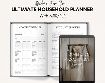 Planificador de hogar PLR MRR / Organizador familiar y planificador de presupuesto / Planificador de gestión del hogar editable en Canva / Descarga digital