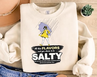 Todos estos sabores salados PNG / Ilustración divertida y sarcástica de Rain Girl / Gráfico de cita de meme atrevido / Descarga digital