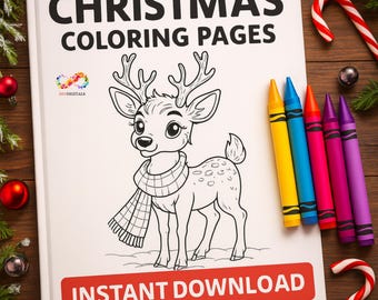 105 páginas para colorear navideñas (PDF imprimible) / Libro para colorear navideño para niños y adultos / Descarga páginas para colorear navideñas de invierno