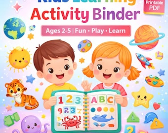 Carpeta de actividades de aprendizaje para niños (PDF imprimible) / Libro de actividades para niños pequeños en edad preescolar / Hojas de trabajo de aprendizaje temprano para educación en casa