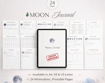 Planificador y calendario lunar / Diario astrológico de brujas / Planificador de manifestaciones lunares (PDF imprimible)