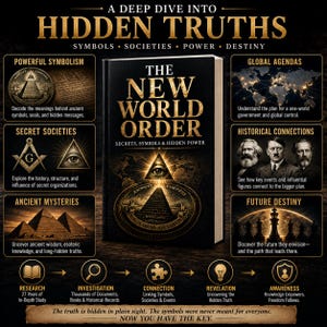 Digital PDF edition of The New World Order exploring secret societies, symbolism, historical connections, global influence, political power structures, and alternative perspectives on world affairs.