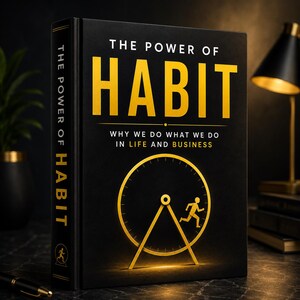 May include: A hardback book titled The Power of Habit: Why We Do What We Do in Life and Business. The cover is black with bold yellow text and a graphic of a person running inside a circular wheel, which is also repeated on the book spine.