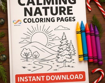 100 páginas para colorear de naturaleza relajante (PDF imprimible) / Libro para colorear de paisajes relajantes para adultos y niños / Descarga de dibujos para colorear de mindfulness