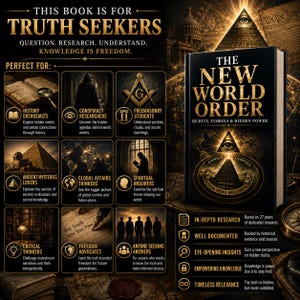 Digital PDF edition of The New World Order exploring secret societies, symbolism, historical connections, global influence, political power structures, and alternative perspectives on world affairs.