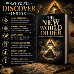 Digital PDF edition of The New World Order exploring secret societies, symbolism, historical connections, global influence, political power structures, and alternative perspectives on world affairs.