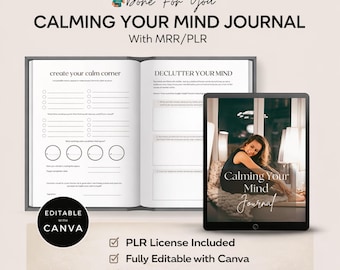 Diario para calmar tu mente PLR MRR / Planificador de salud mental / Diario de atención plena y alivio del estrés