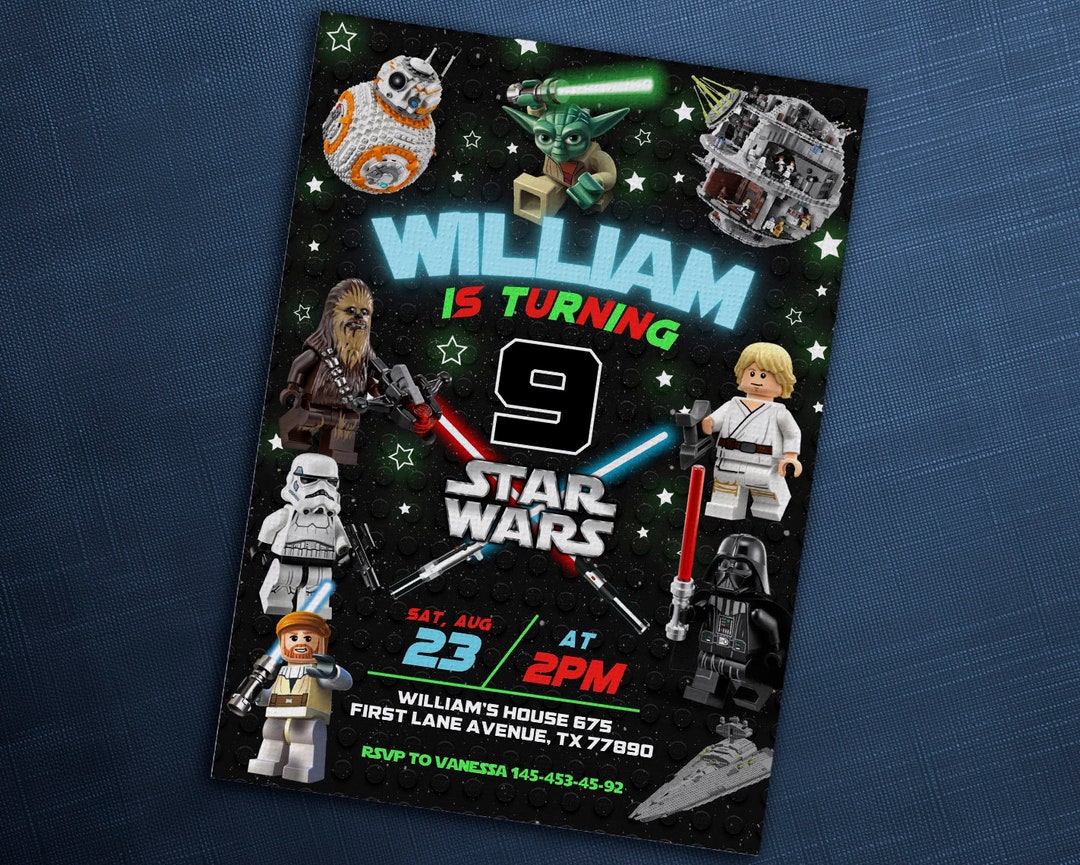 Printable Birthday Invitation, Star Invite, Wars Invitation, Darth ...