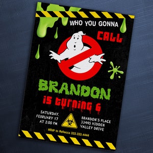 Invito di compleanno di Ghostbusters, invito modificabile stampabile, festa dell'impero congelato, ectomobile, compleanno del ragazzo, modello digitale