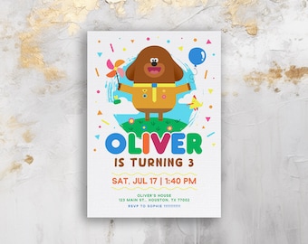Hey Duggee Birthday invitation, printable Invitation, Party Invite Template, Editable Invitation, boy girl birthday, first second third bday