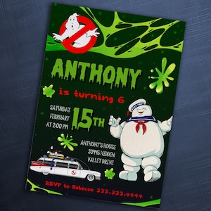 Ghostbusters birthday invitation, Printable editable invite, frozen empire party, ectomobile, boy birthday, digital template