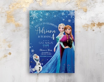 Princess Elsa invite, Frozen Anna invite template, girl birthday, Printable Birthday Invitation, Frozen invitation, editable winter invite