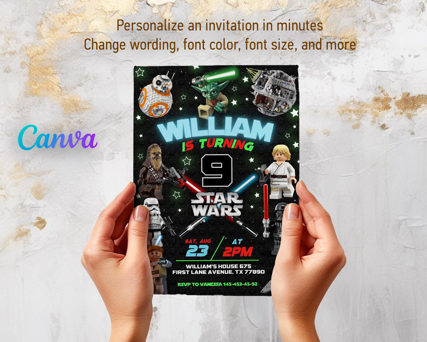 Printable Birthday Invitation, Star Invite, Wars Invitation, Darth ...