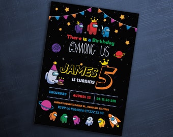 Among Us Birthday Party Invitation Template, Among Us Birthday Invitate ...