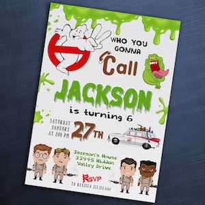 Ghostbusters birthday invitation, Printable editable invite, frozen empire party, ectomobile, boy birthday, digital template