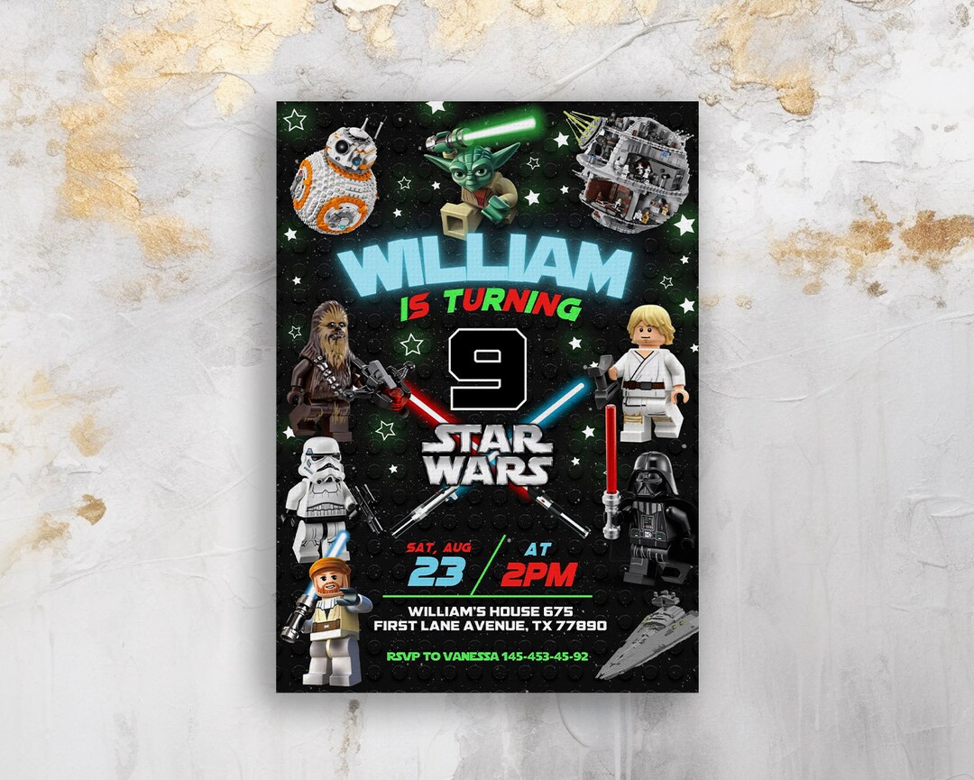 Printable Birthday Invitation, Star Invite, Wars Invitation, Darth ...