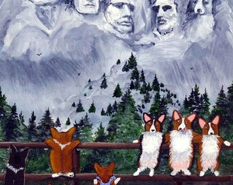 Mount Corgimore, Corgi Art Print hand signed by artist