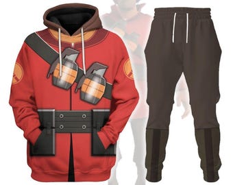 Soldaat Team Fortress 2 kostuum hoodie jogger, stripfiguren cosplay shirt, Jane Doe Tf2-sweatshirts, videogame fan cadeau