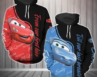 Couple Disney McQueen And Sally Hoodie, From Our First Kiss Till Our Last Breath Matching Couple Hoodie,Custom Lightning McQueen Hoodie