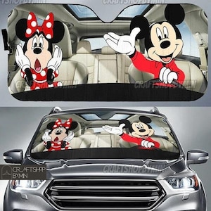 ミッキーとミニーの車用サンシェード、ディズニーマウスの自動車用サンシェード、ミッキーミニーの車用アクセサリー、かわいいディズニーの家族旅行用サンシェード