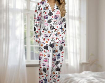 Michael Myers Satin Pajama Set, Horror Movie Women Sleepwear, Slasher Love Loungewear, Spooky Matching Pj Set, Gift For Friends