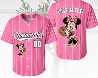Personalisiertes Minnie Team Baseball Jersey, Mickey Minnie Passendes Jersey Shirt, Disney Jersey, Familienurlaub Outfit, Magic Kingdom