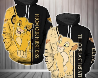 Disney Simba und Nala Paar Hoodie, Simba und Nala Film Passendes Paar Hoodie, Der König der Löwen Shirt, Valentinstag Geschenk, Paar Geschenk