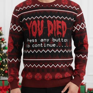 You Di.ed Ugly Christmas Sweater, Gamer Xmas Sweater, Video Game Ugly Sweater, Funny Sweater, Christmas Gift