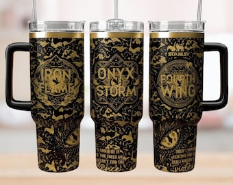 Onyx Storm Engraved Tumbler 40Oz, Flame Dragon Tumbler Cup, Fantasy Bookish Coffee Tumbler, Fourth Wing Merch, Gift For Readers