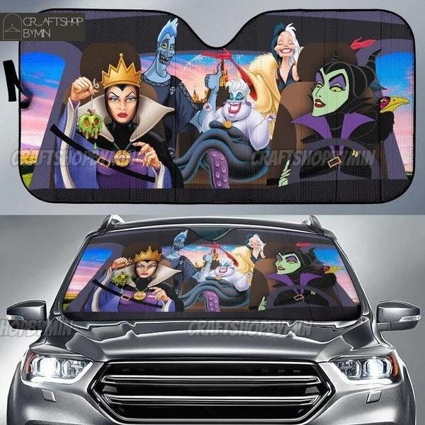Disney Villains Car Sunshade Disney Bad Witches Car Sun Shade Disney Car Windshield Disney Car Sunshade Cute Sun Shade For Car